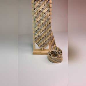 25-2-20 Croft & Barrow Gold and Blue Checkered Tie EUC Size 62